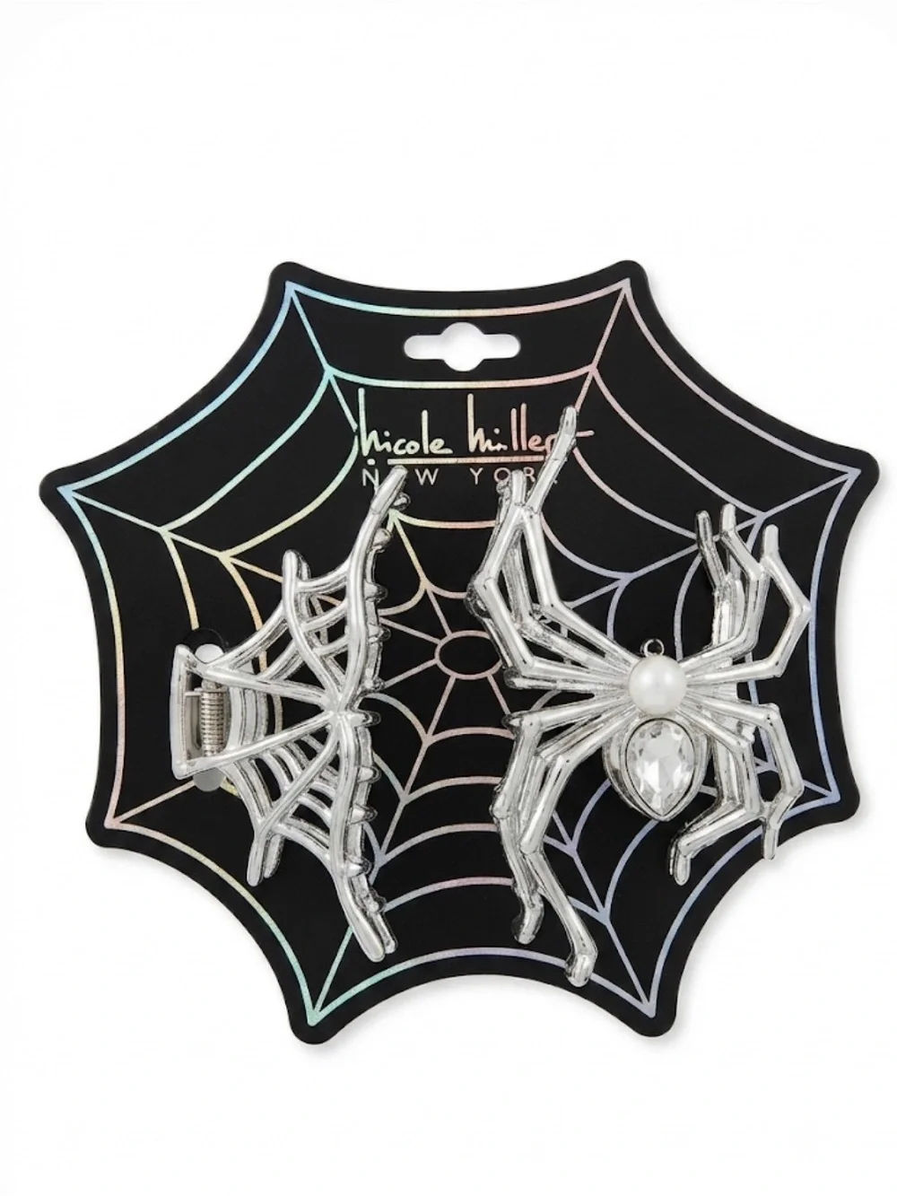 NWT ⚜️🖤⚜️ Nicole Miller Spider Metal Hair Claw Clip Set of 2